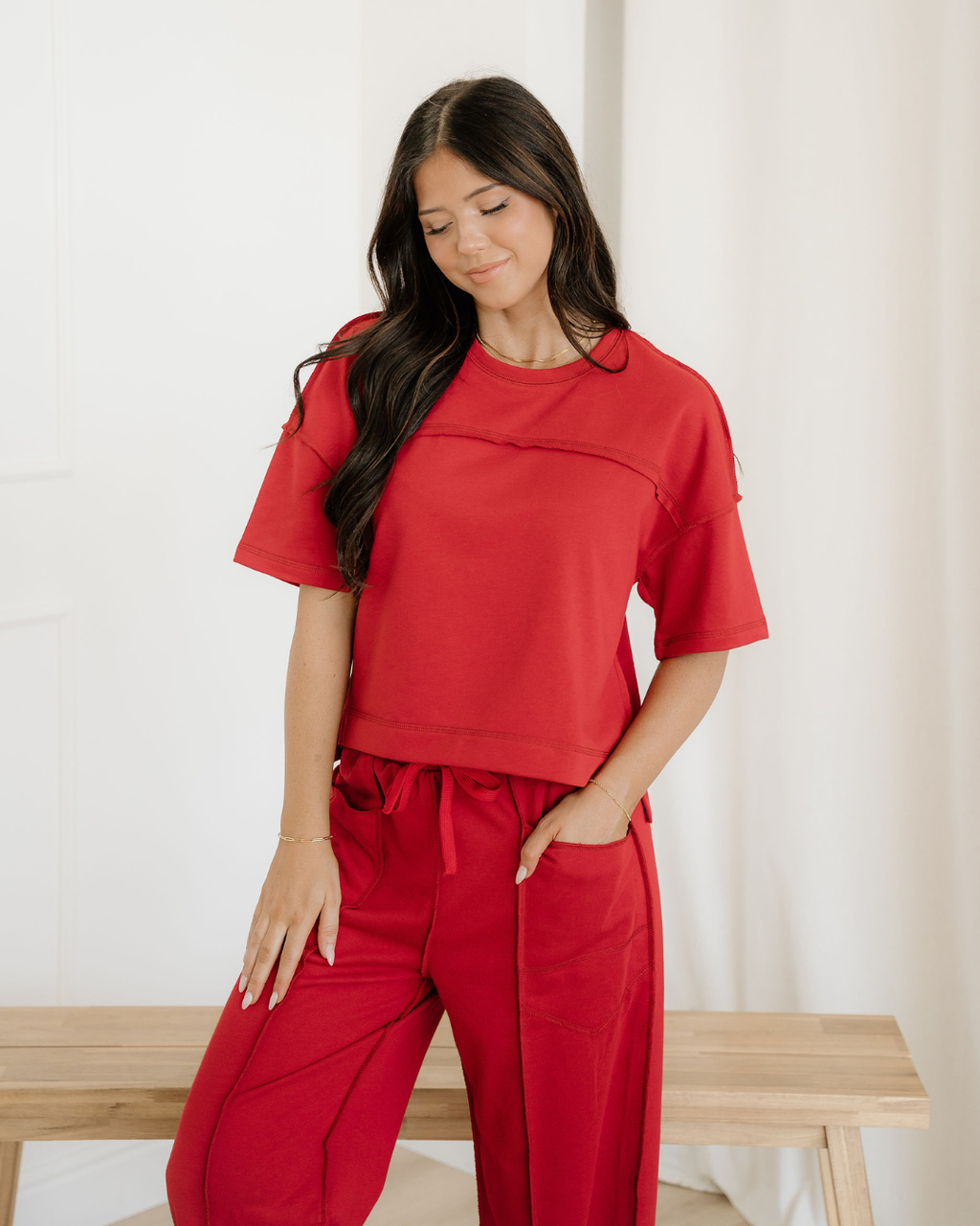 Drop Shoulder Boxy Tee and Barrel Pants Set