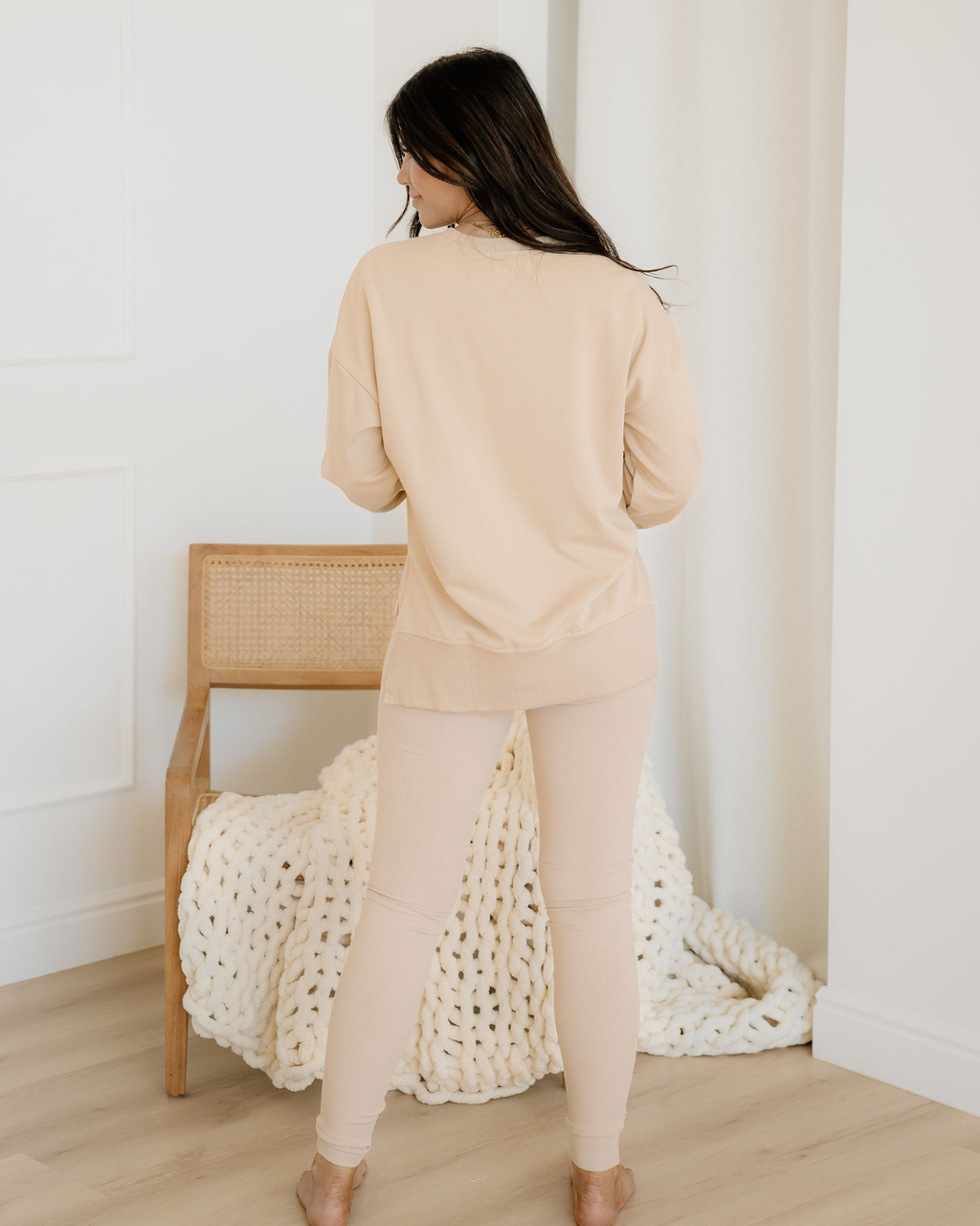 Remi Oversize Slit Sweatshirt Ribbed Leggings 2pcs Set