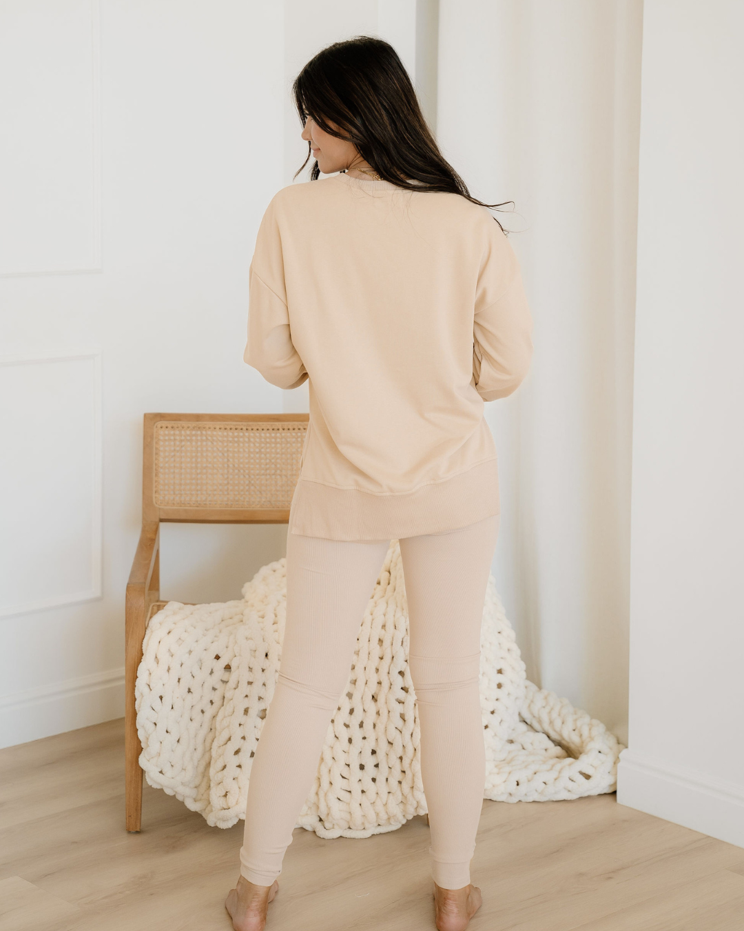 Remi Oversize Slit Sweatshirt Ribbed Leggings 2pcs Set