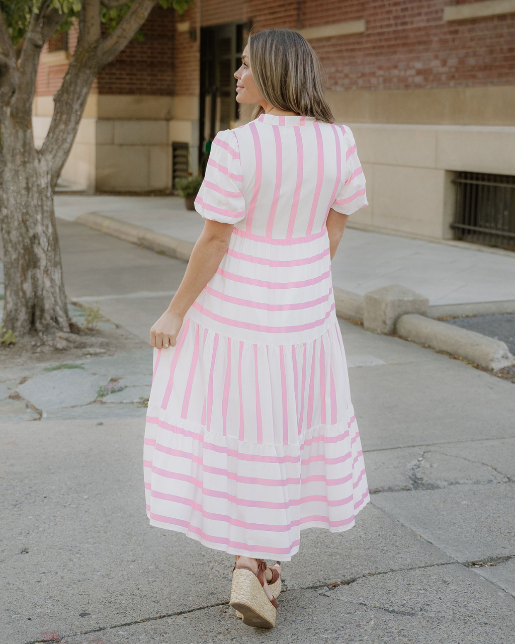 Tiffany Ricrac Trim Notched Neck Half Sleeve Vacation Dress