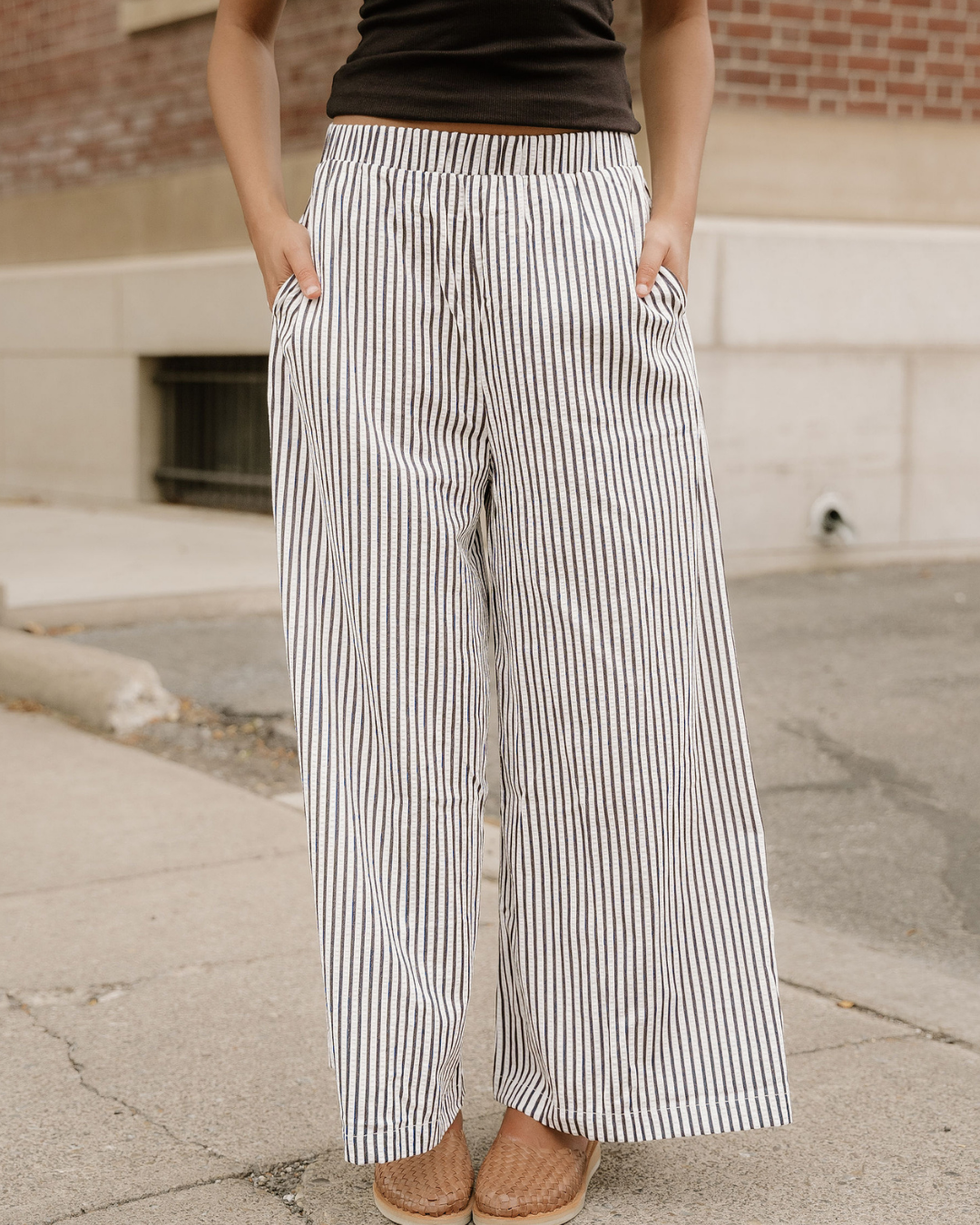 Naeve Stripe Wide Leg Casual Pants