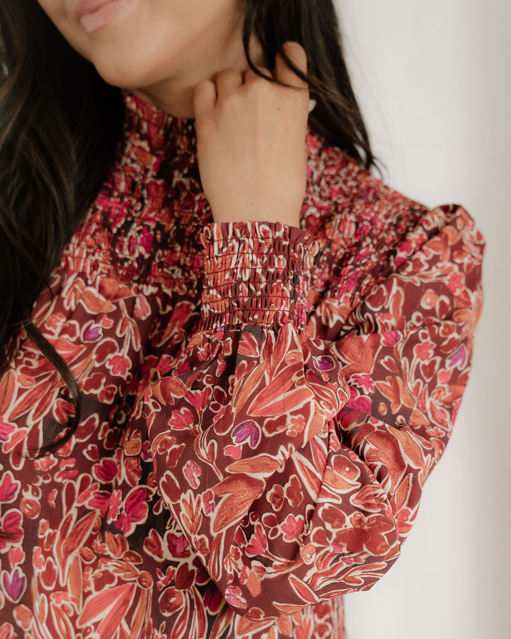 Lilith Shirred High Neck Loose Mini Dress