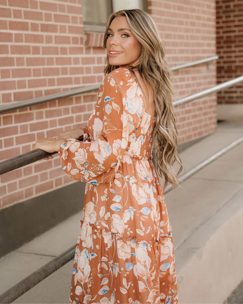 Felicity Shirred Square Neck High Waist Maxi Dress