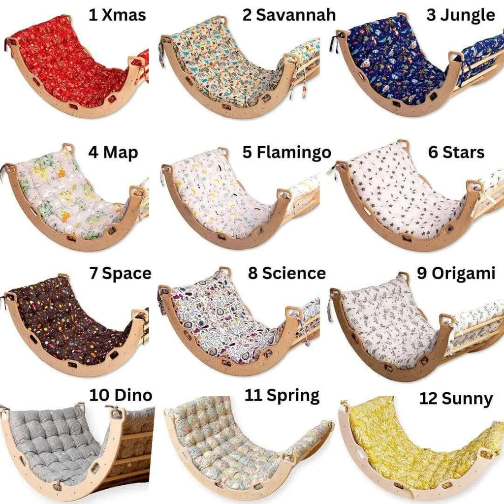 Montessori Climbing Set - Climbing Triangle / Arch Rocker, XL Pillow, and 2 Ramps / 5 Pieces