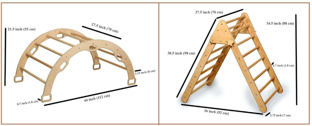 Montessori Climbing Set - Climbing Triangle / Arch Rocker, XL Pillow, and 2 Ramps / 5 Pieces