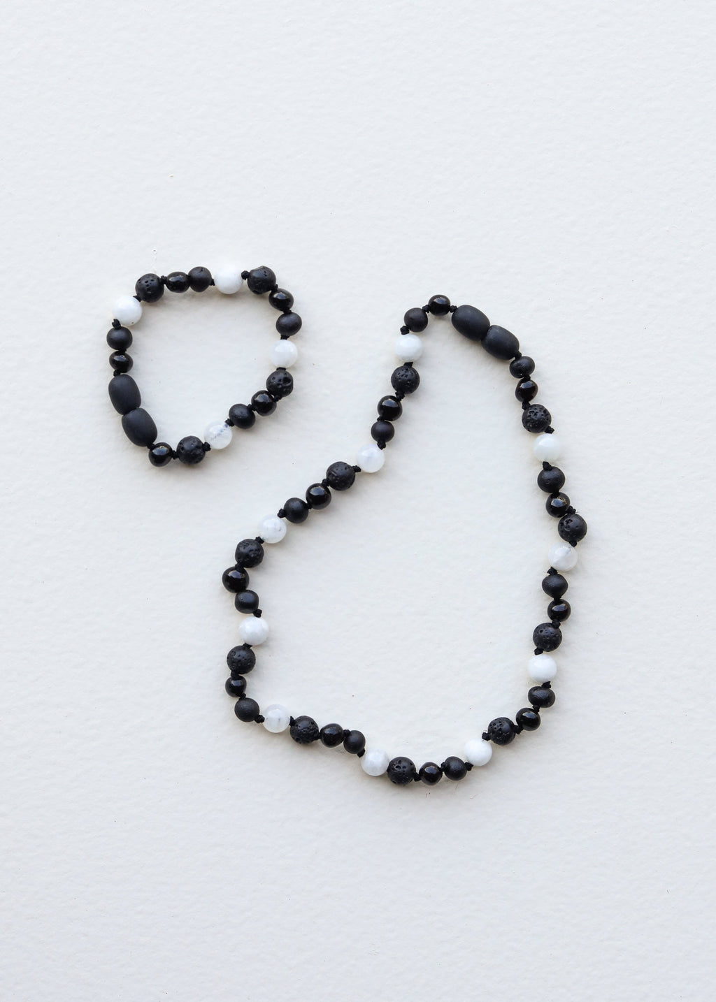 Raw Black Baltic Amber + Moonstone || Necklace