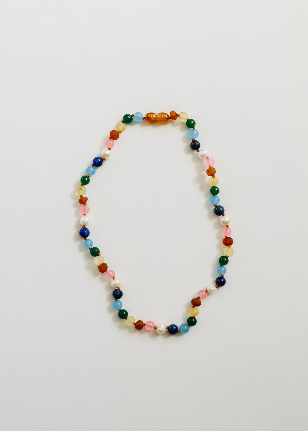 Raw Baltic Amber and Pearl Necklace + Sweet Pink Gemstones