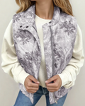 Tessa Camo Leaf Print Winter Puffer Vest - Gray