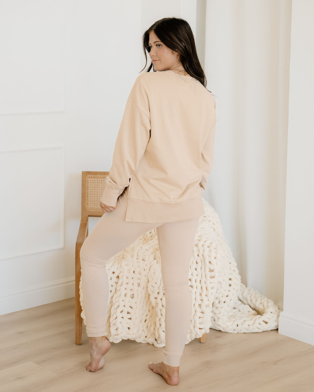 Remi Oversize Slit Sweatshirt Ribbed Leggings 2pcs Set