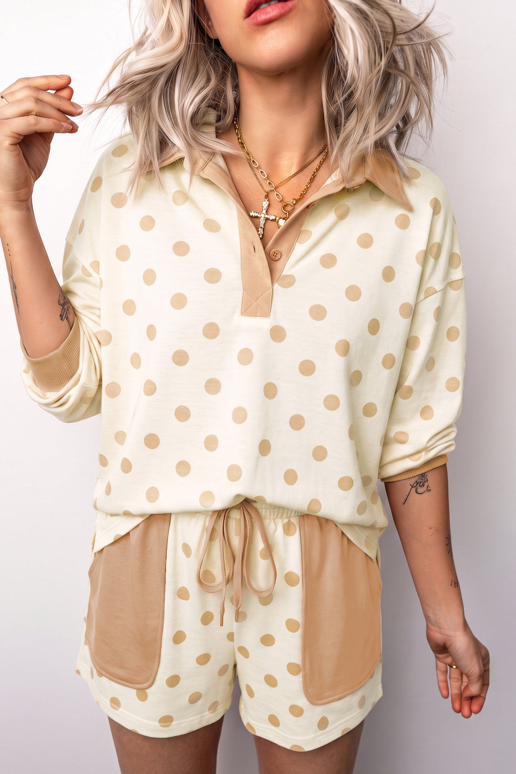 Zoey Pullover Patch Pocket Casual Shorts Set