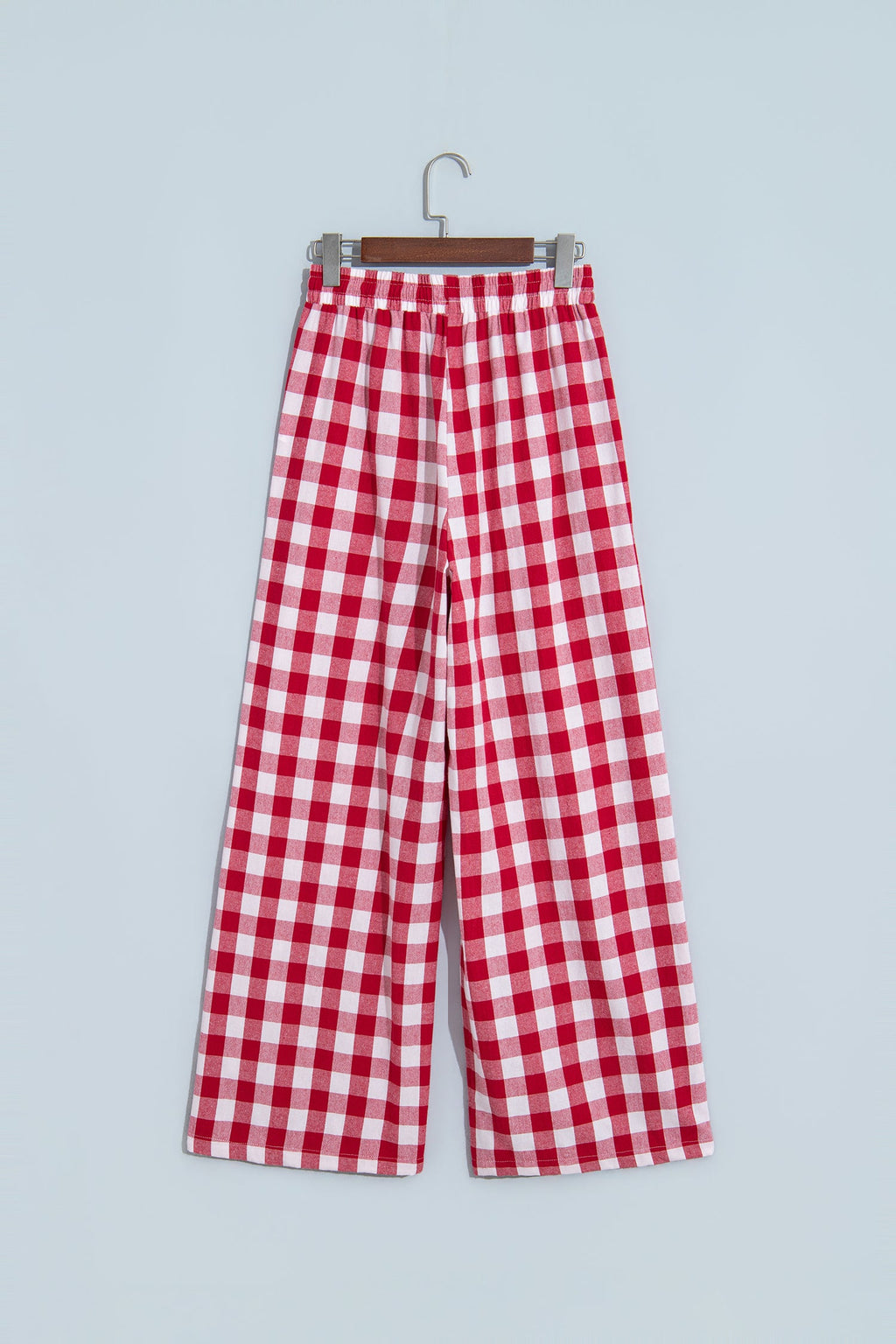 Gingham Tie Elastic Waist Shift Pants