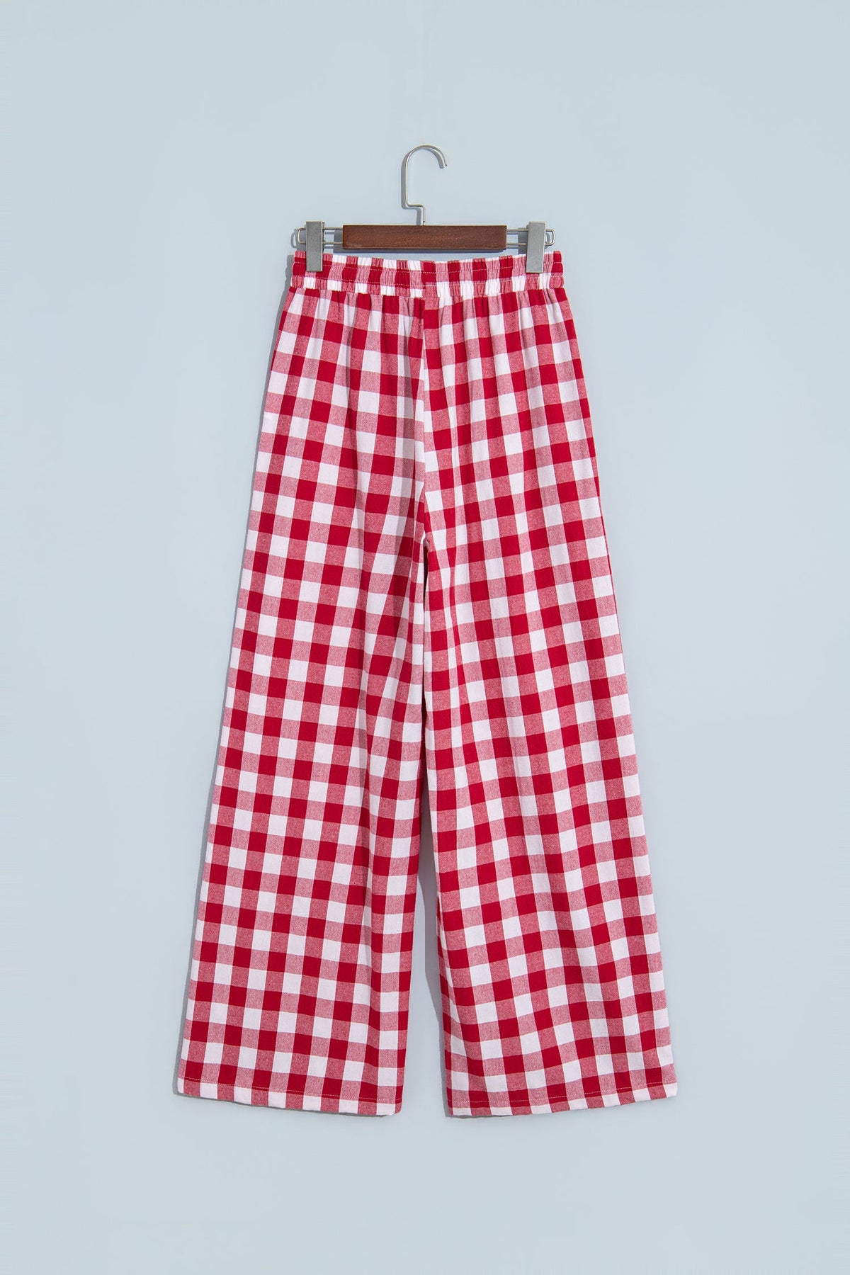 Gingham Tie Elastic Waist Shift Pants