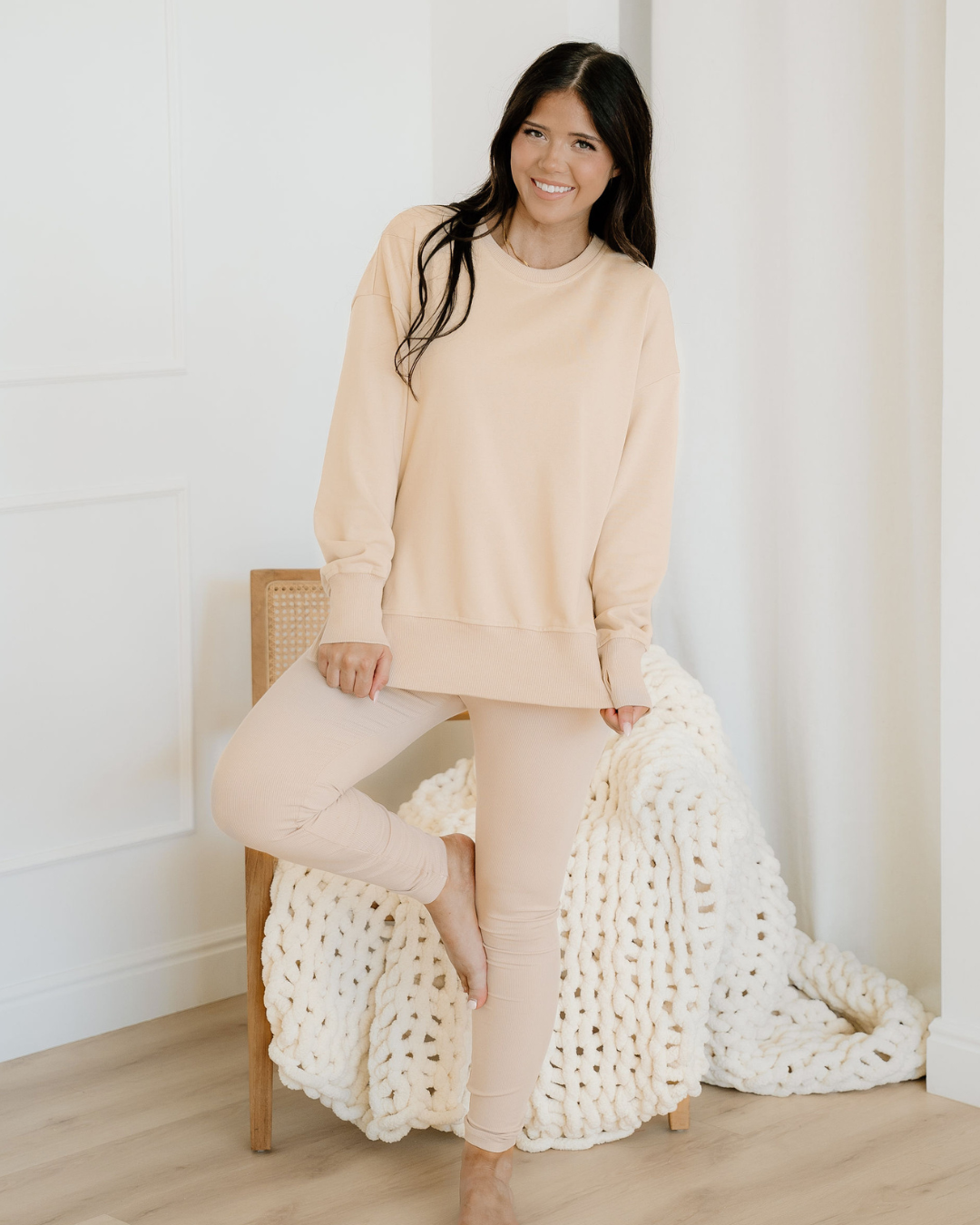 Remi Oversize Slit Sweatshirt Ribbed Leggings 2pcs Set