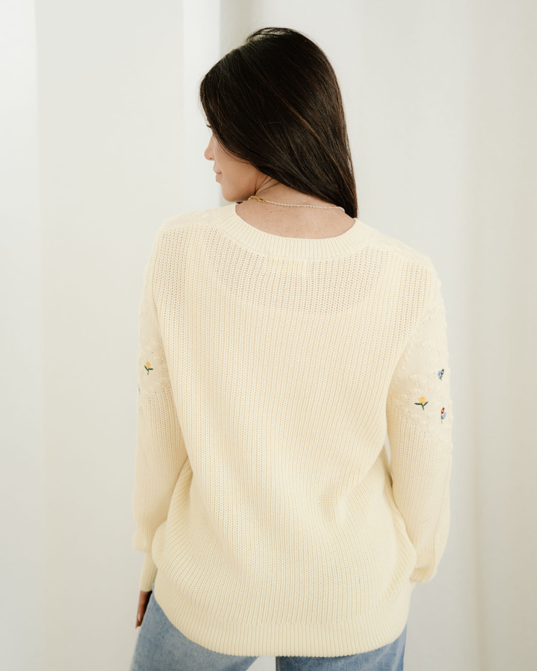 Gemma Flower Embroidered Detail Casual Sweater
