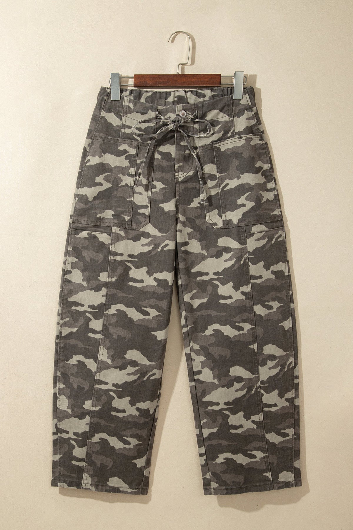 Collins Drawstring Elastic Waistband Pocketed Barrel Jeans