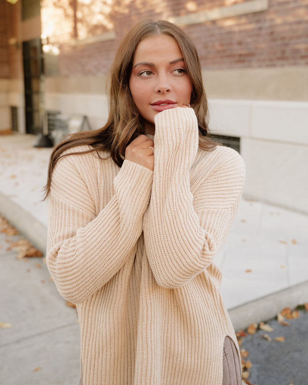 Lou Drop Shoulder Side Slits Loose Sweater