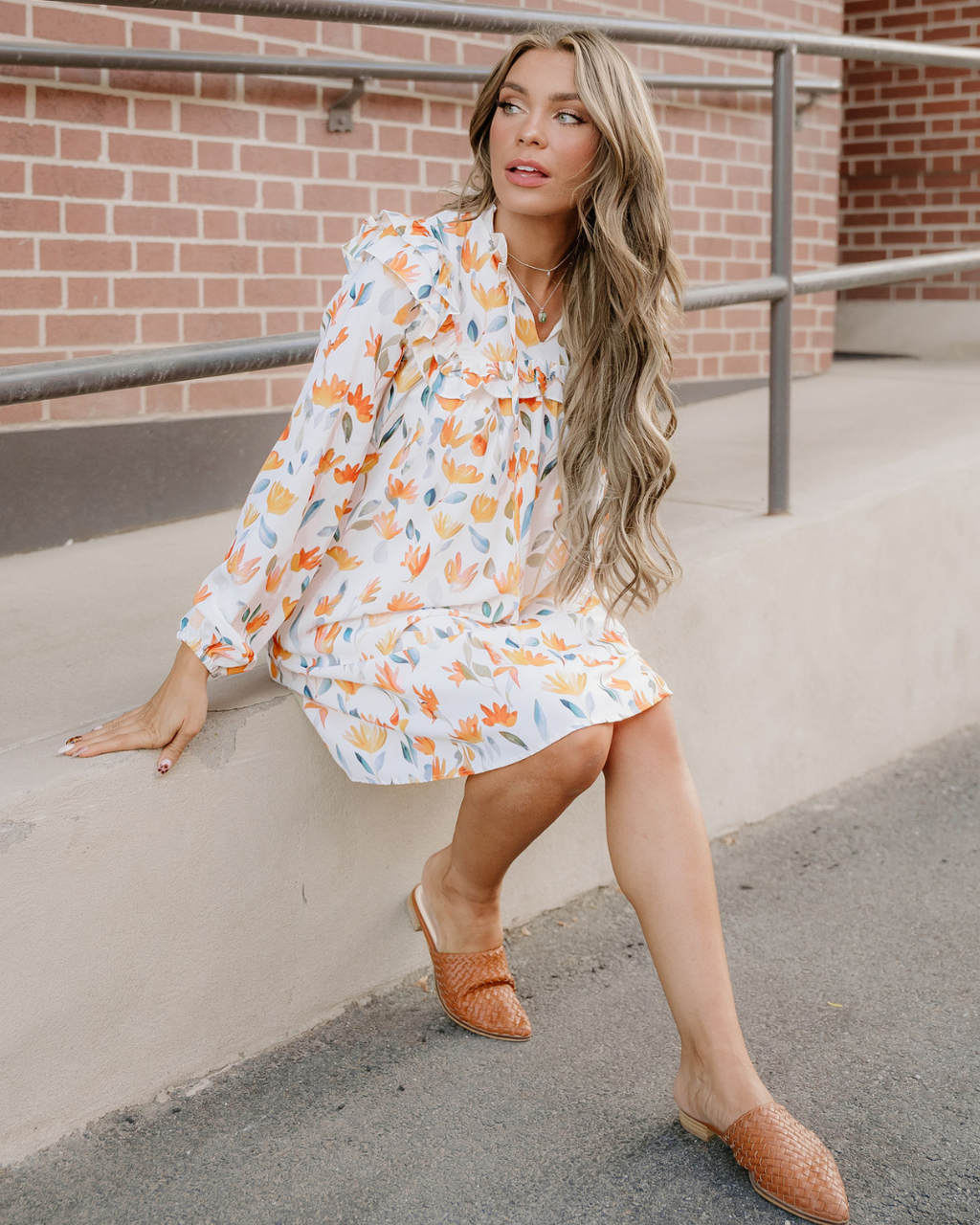 Gia Frilled Detail Long Sleeve Mini Dress