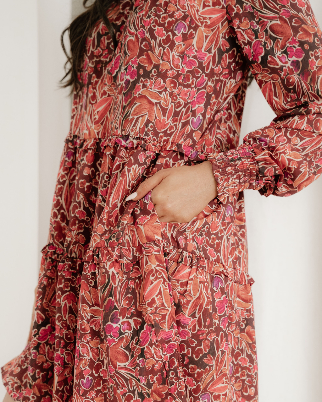 Lilith Shirred High Neck Loose Mini Dress