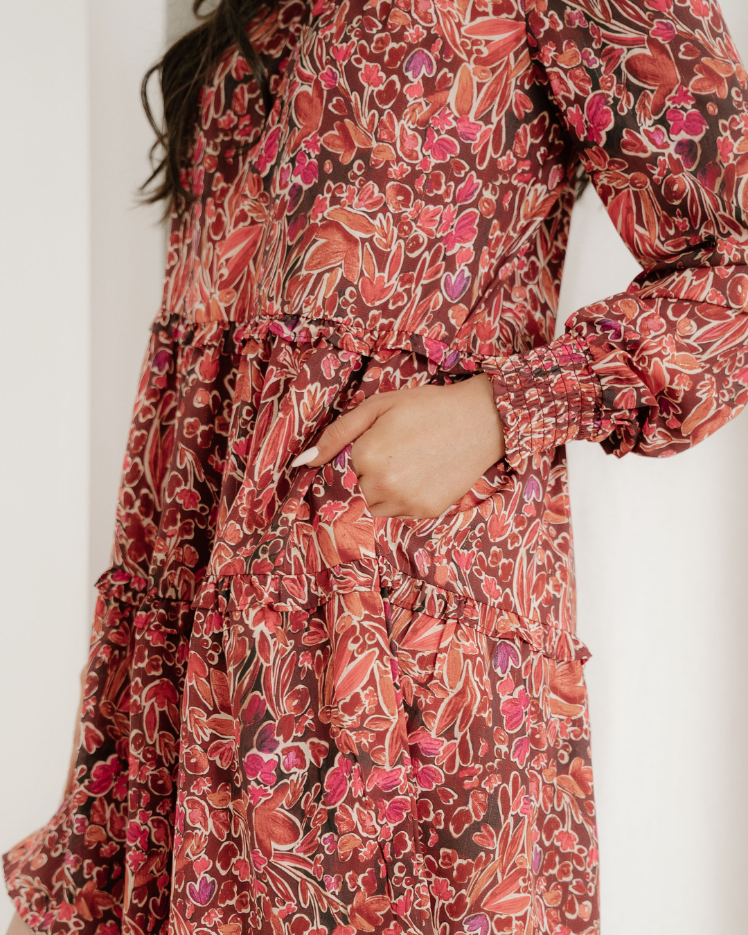 Lilith Shirred High Neck Loose Mini Dress