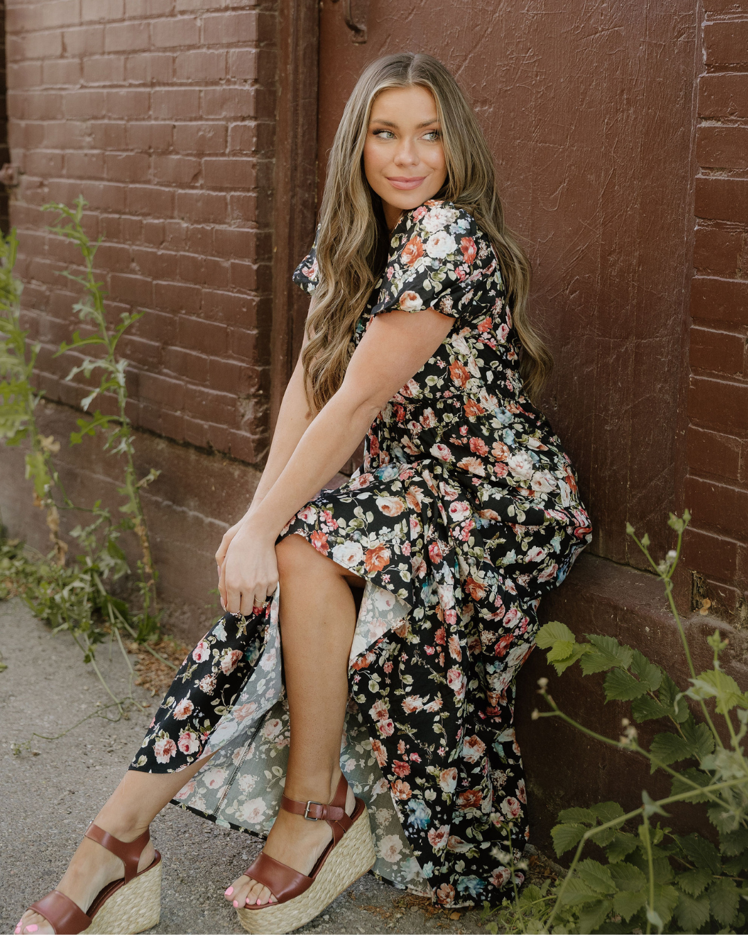 Calla V Neck Pleated Tiered Maxi Dress