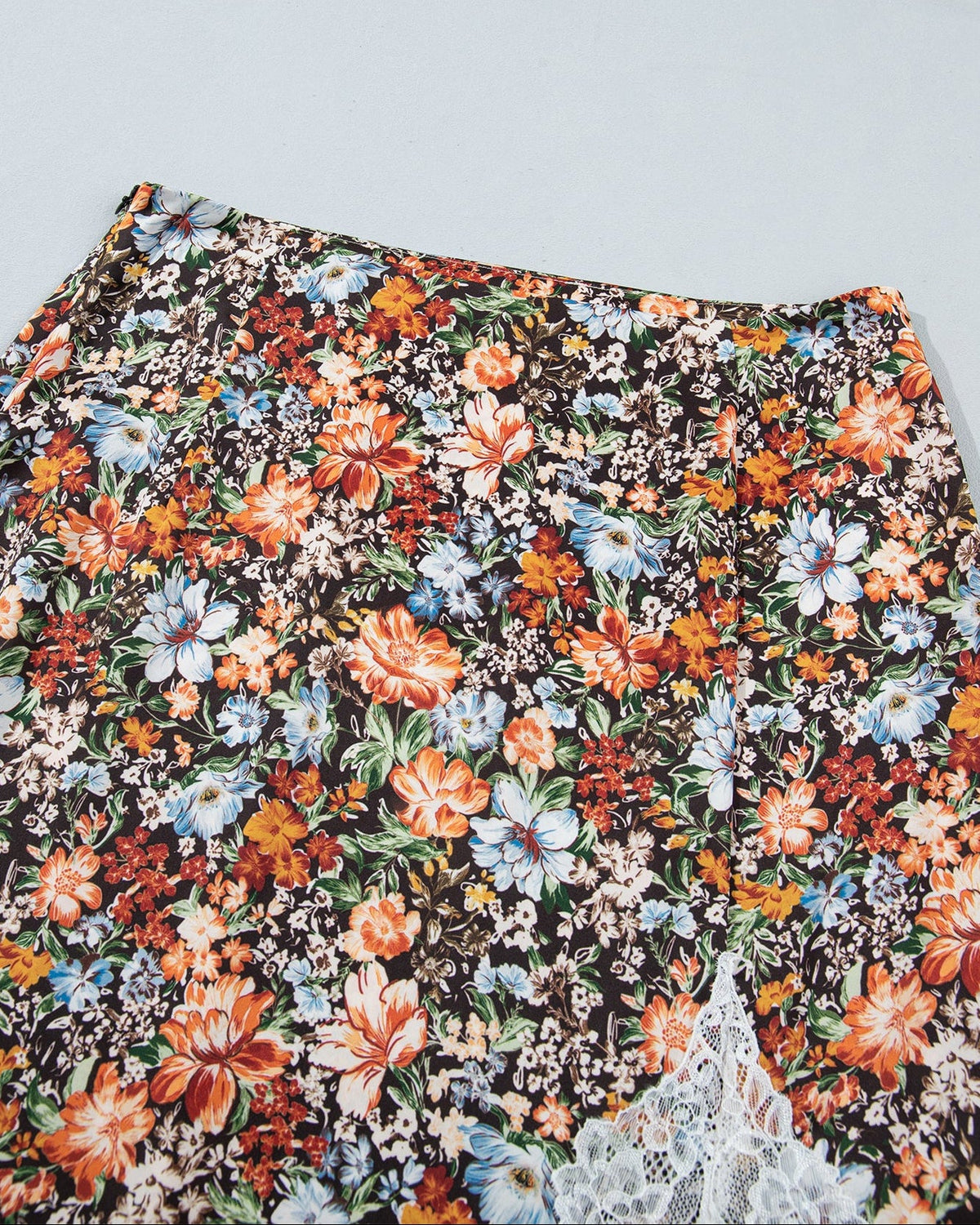 Charlie Lace Trim Split Long Skirt