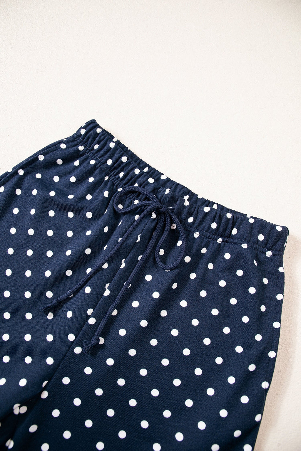 Jane Polka Dot Drawstring Wide Leg Long Sleeve Top Pant Set