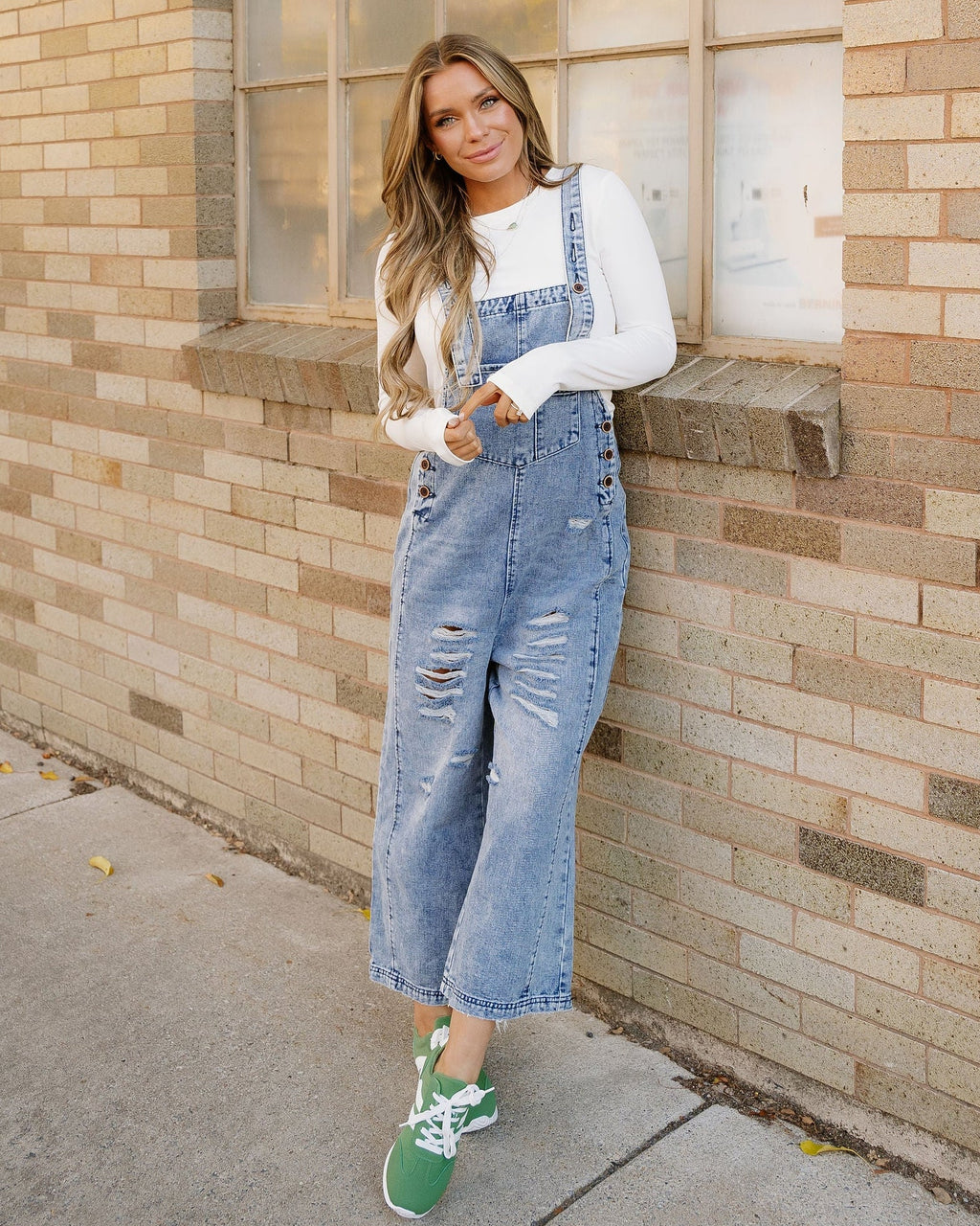 Distressed Overalls - Blue Wash