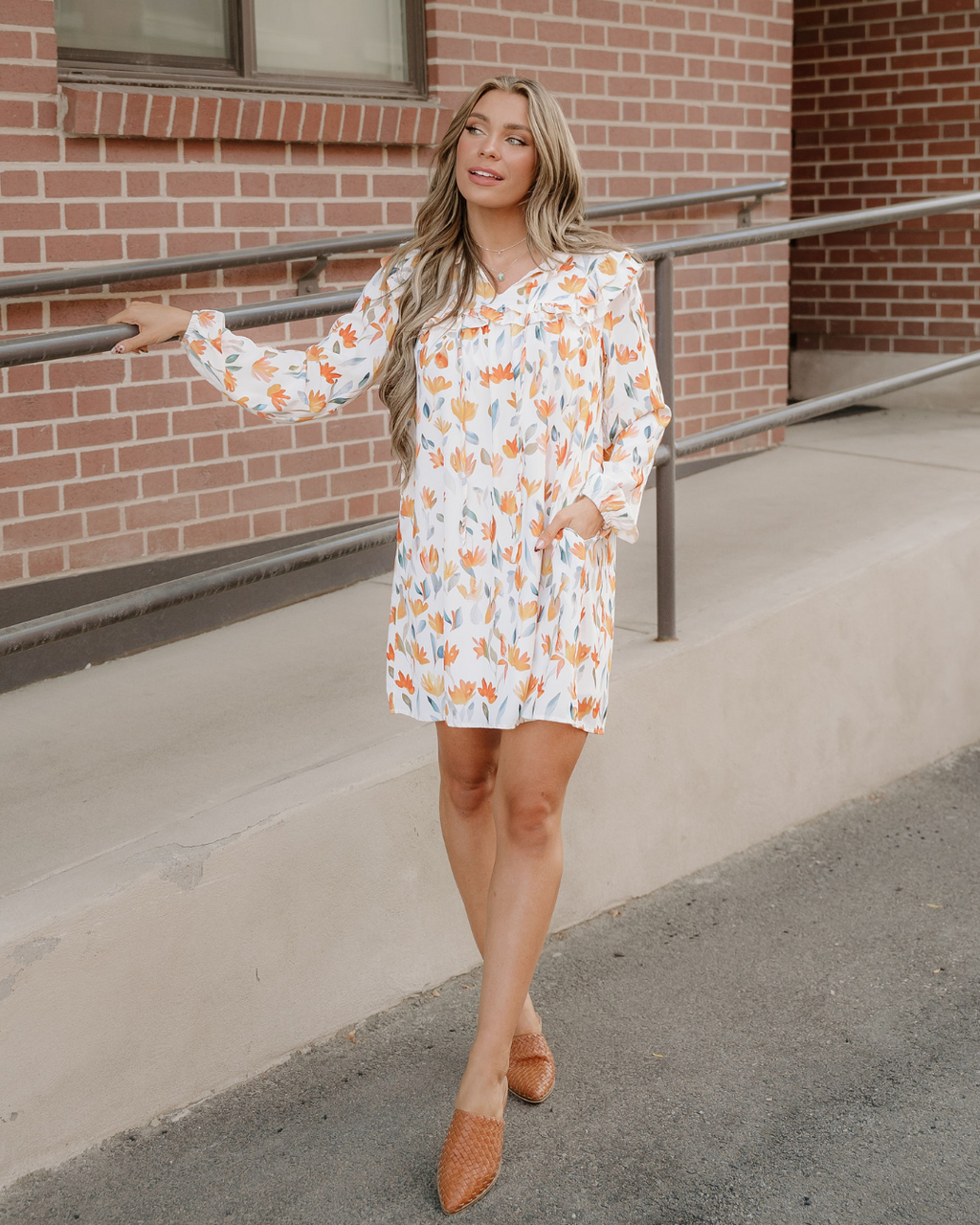 Gia Frilled Detail Long Sleeve Mini Dress