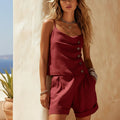 Women's Camisole and Button-Detail Shorts Two-Piece Set