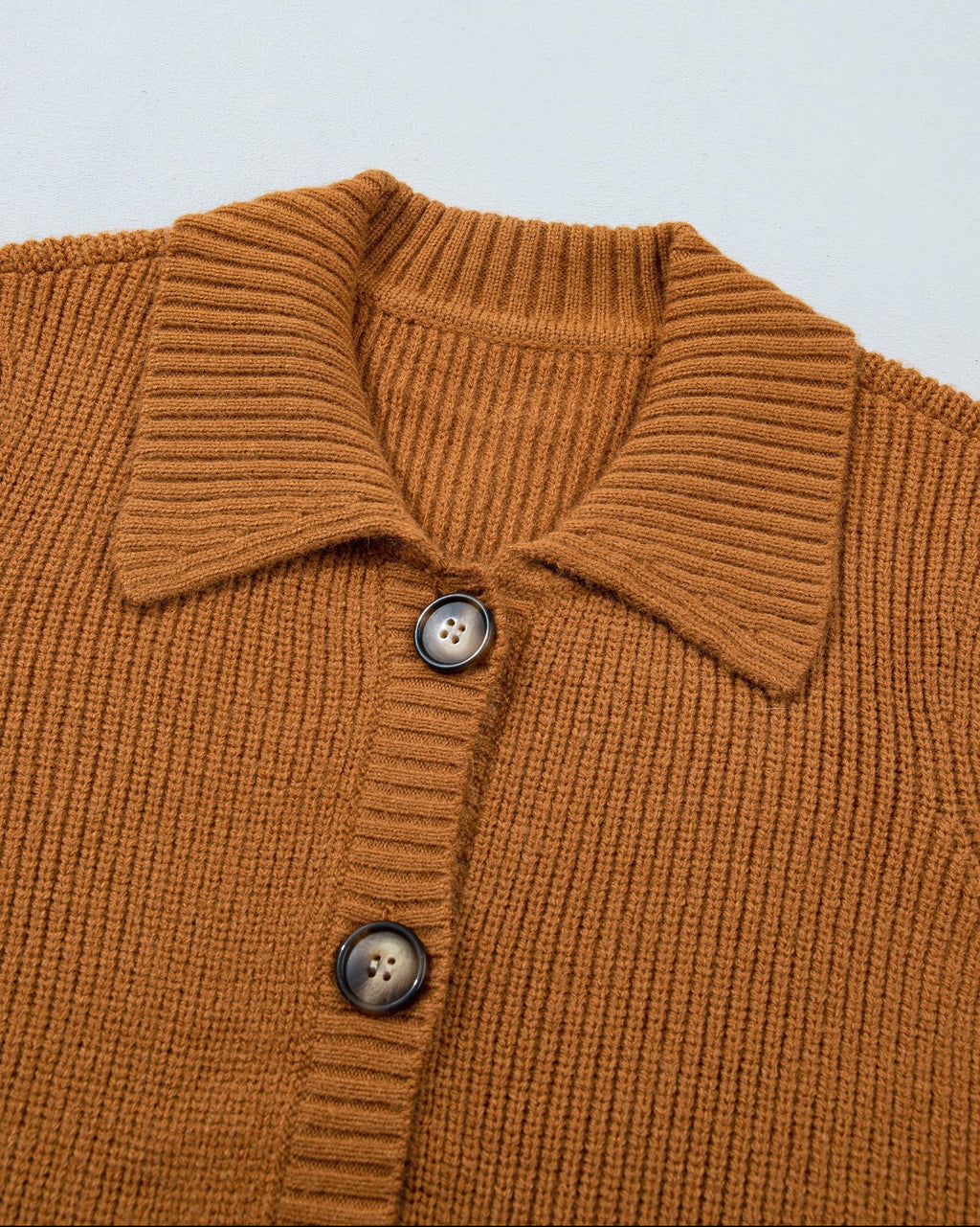 Scottie Ribbed Knit Collar Button Front Long Sleeve Cardigan
