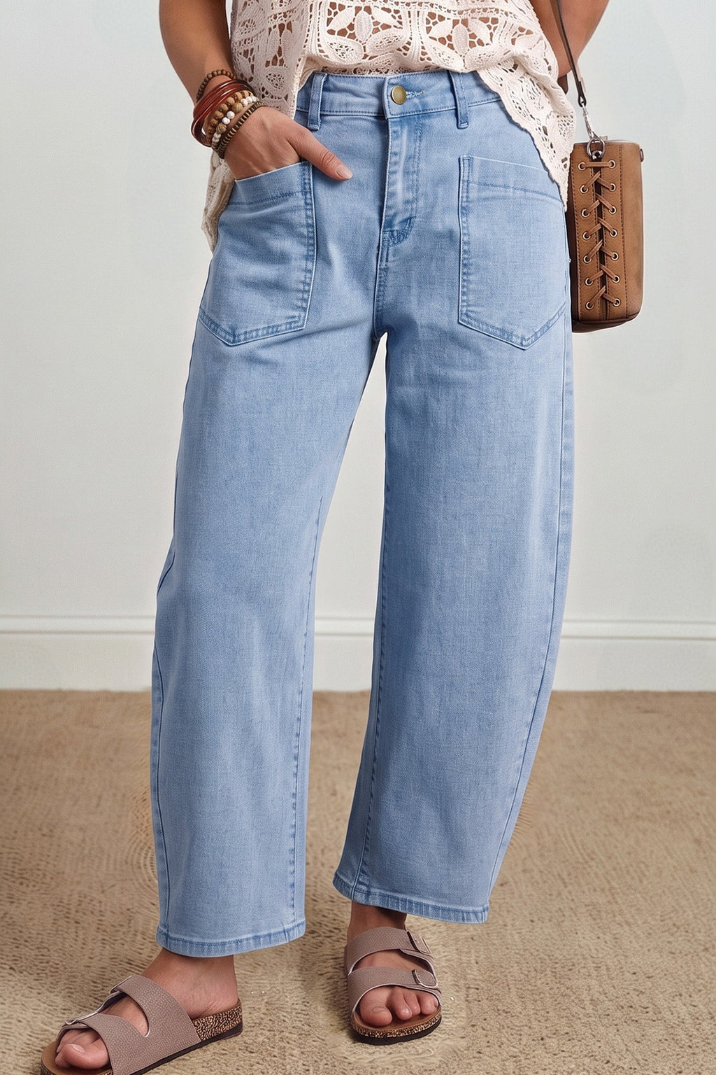 Briar Square Patch Pocket Ankle-length Barrel Jeans