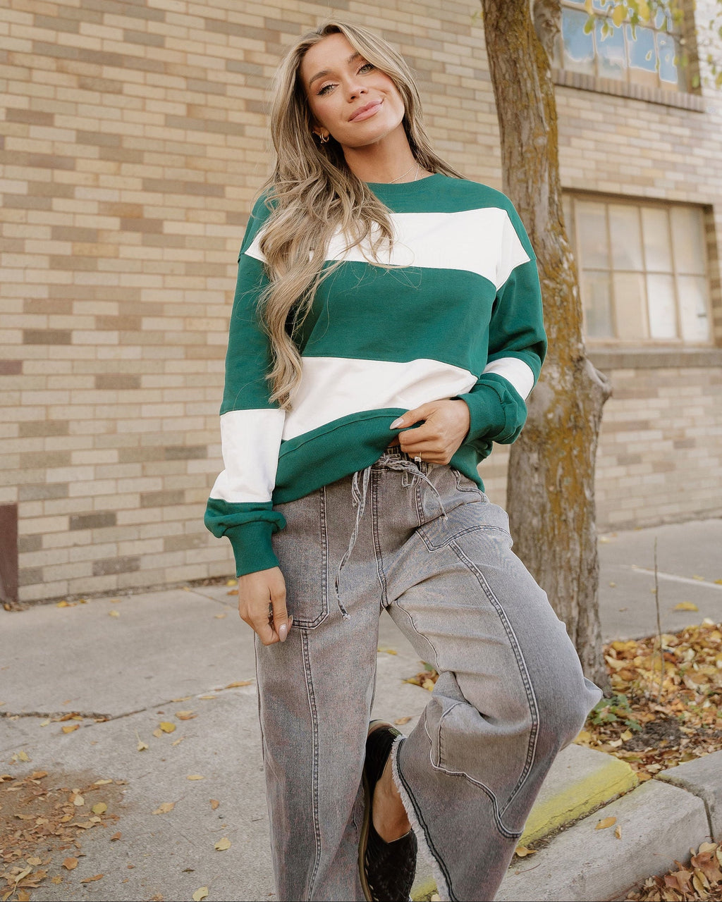 Mia Drop Shoulder Baggy Top - Evergreen