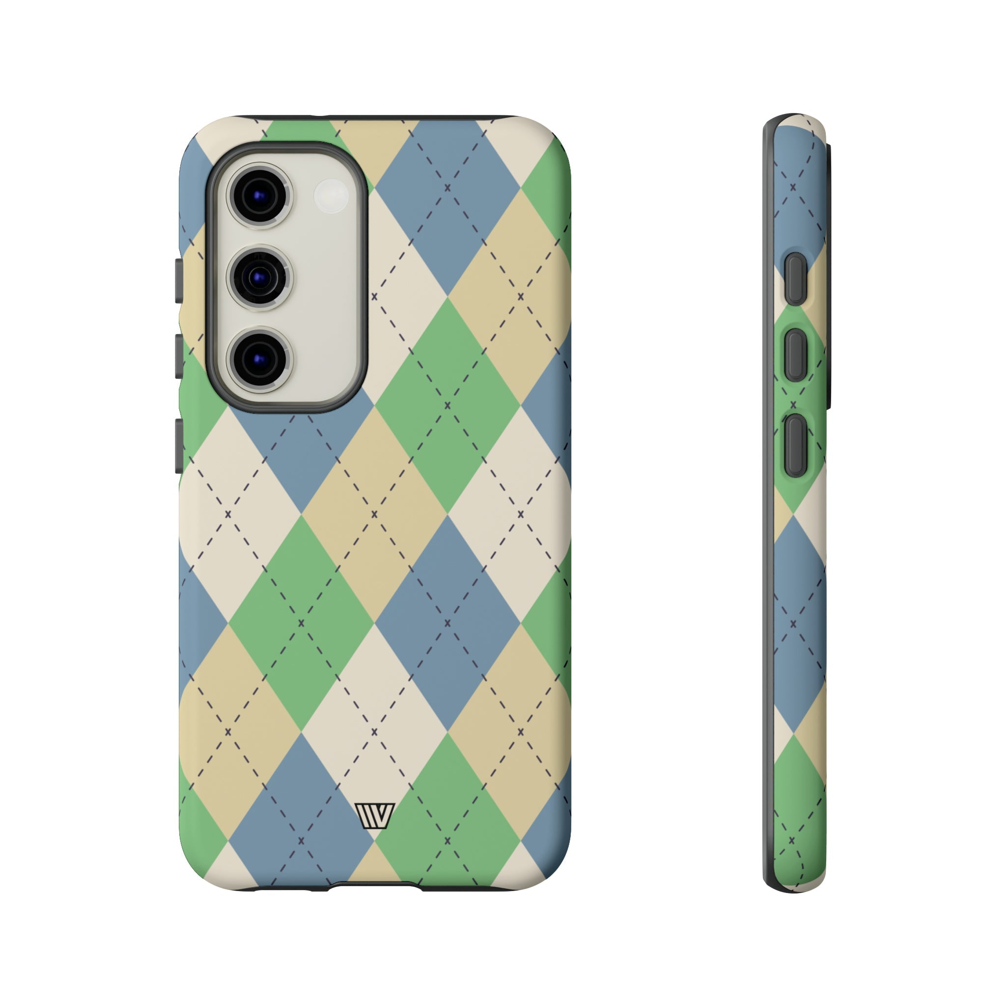 GREEN BLUE BEIGE ARGYLE | Tough Phone Case