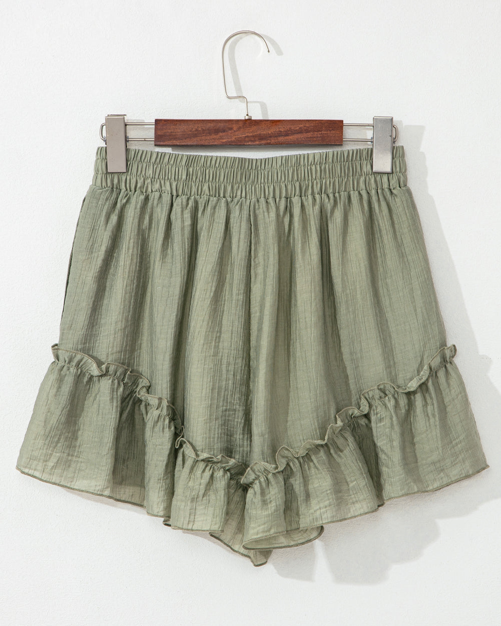 Dahlia Textured Tie Waist Ruffle Hem Shorts