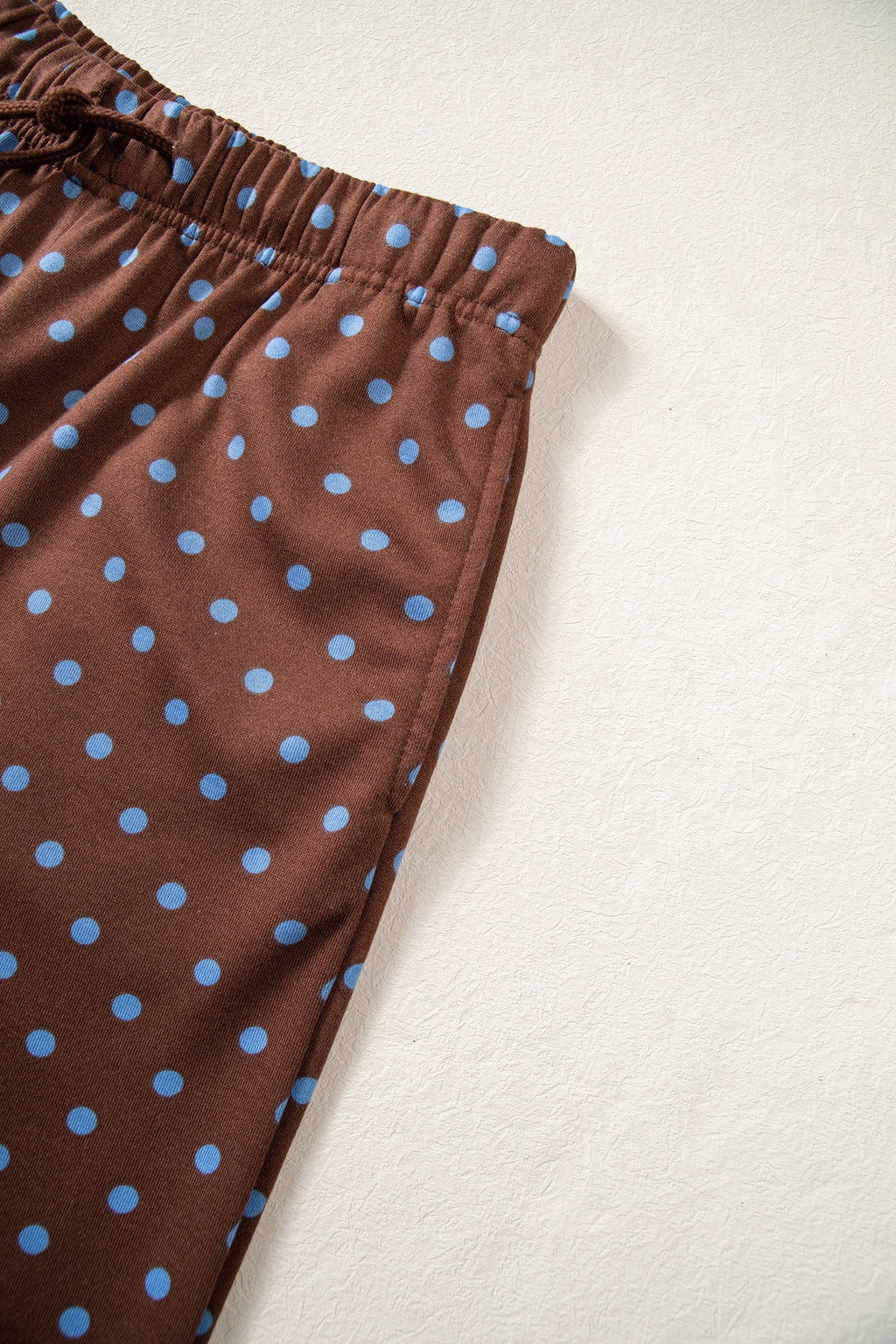 Jane Polka Dot Drawstring Wide Leg Long Sleeve Top Pant Set