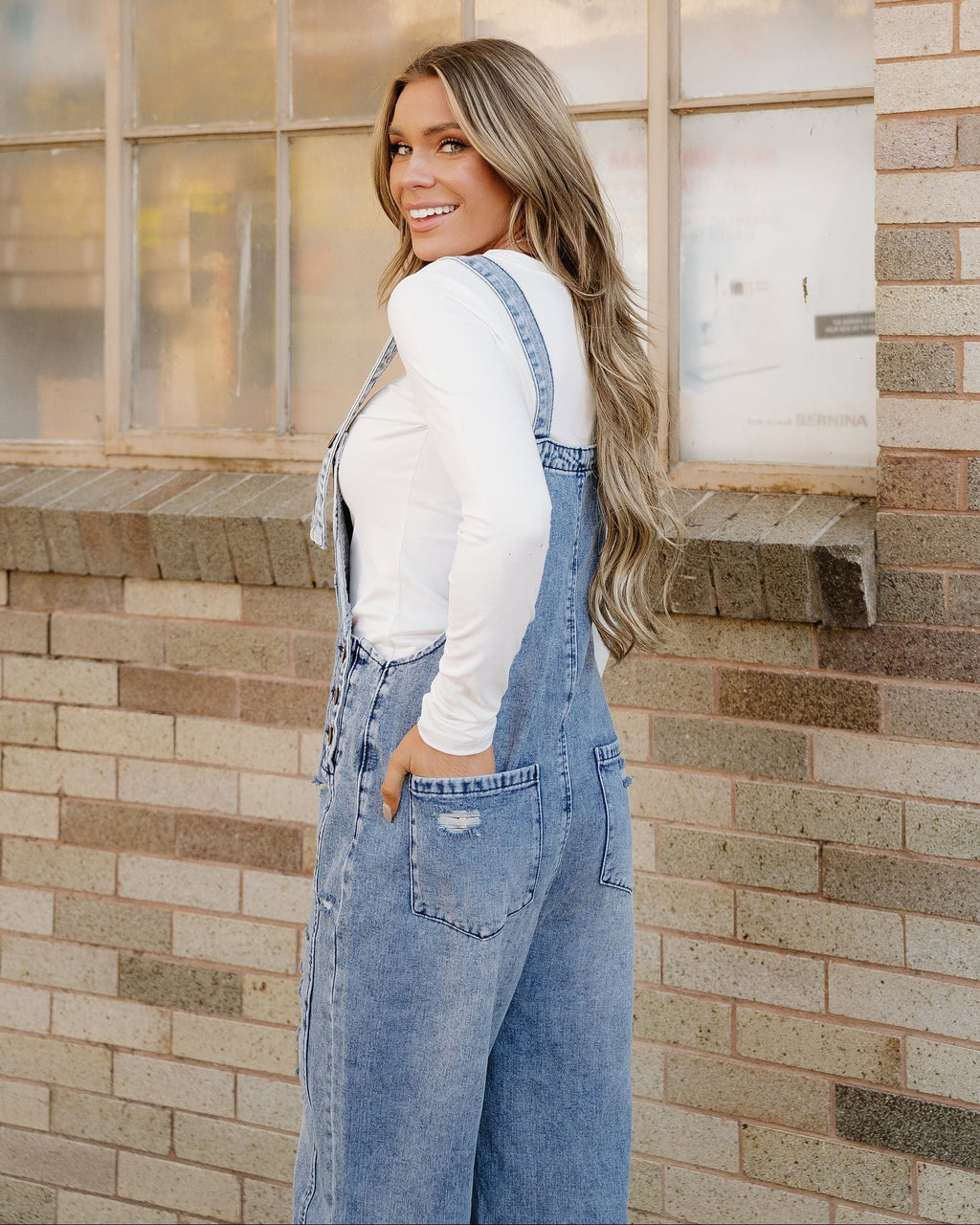 Distressed Overalls - Blue Wash