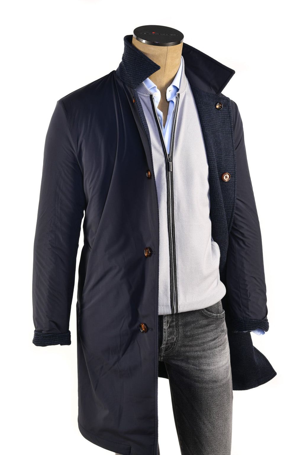 Kired by Kiton Peak Wool-Cashmere Reversible Overcoat