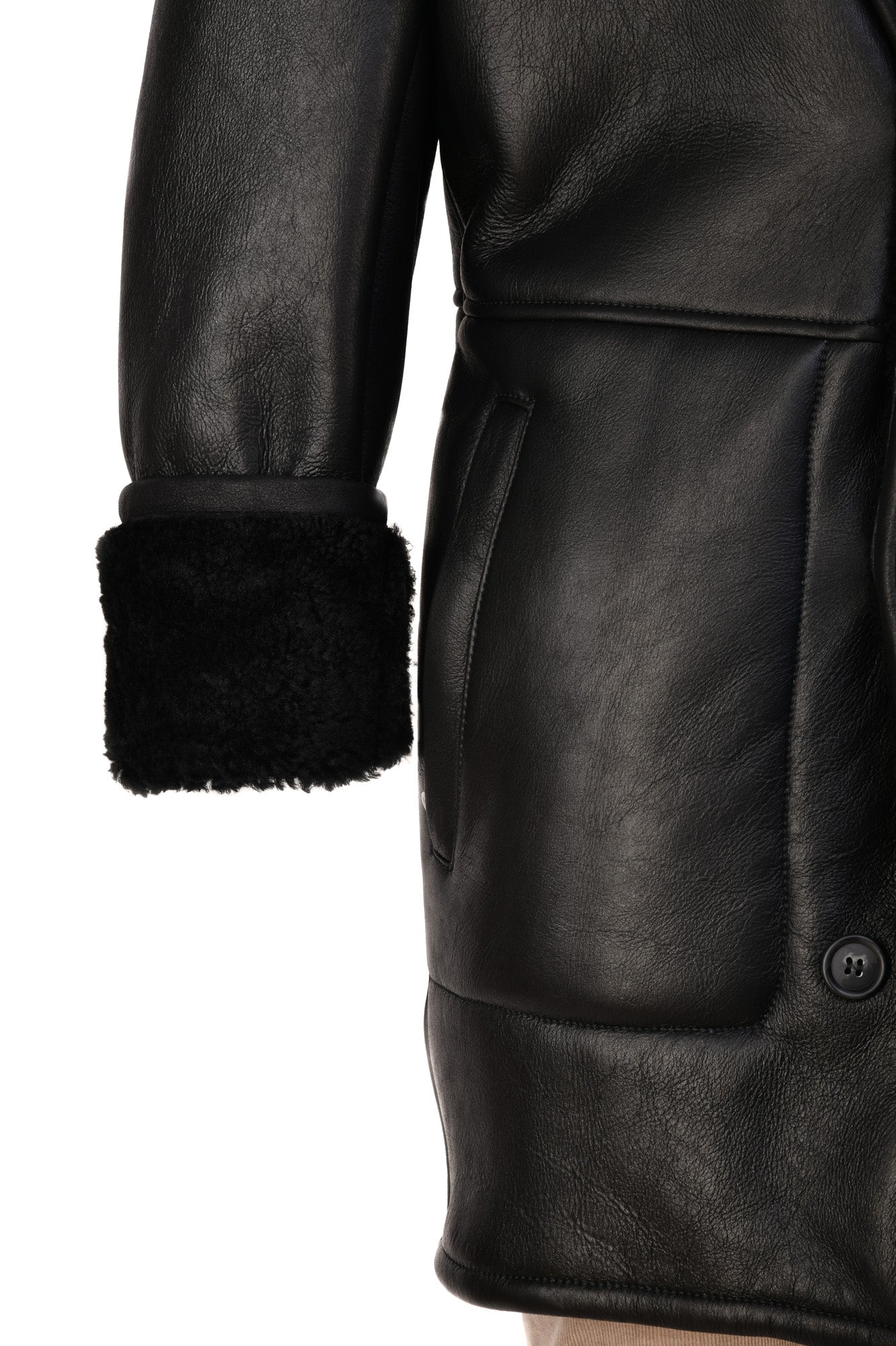 Hettabretz Leather Shearling Overcoat