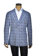 Fiore di Napoli Windowpane Wool Double-Breasted Sport Jacket