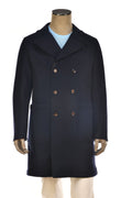 Kired Gyala Solid/ Pinstripe Nylon-Virgin Wool Double-Breasted Reversible Overcoat