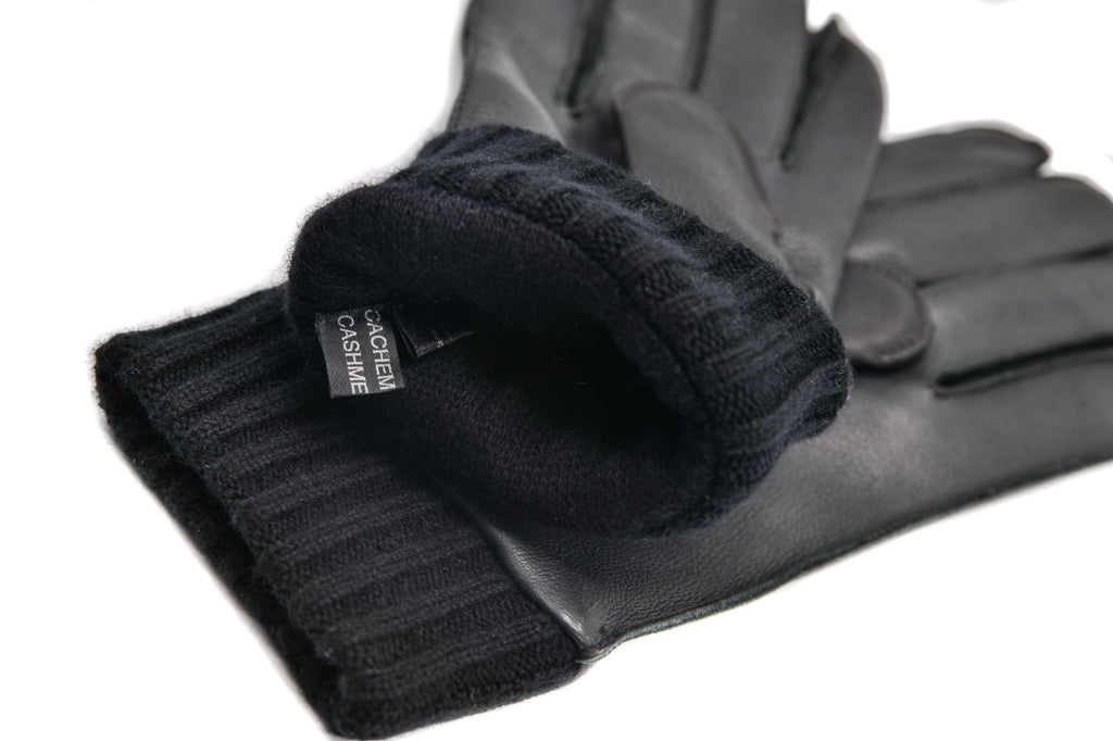 Mario Portolano Leather-Cashmere Thick Gloves
