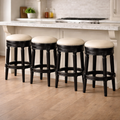 Backless Charlotte Swivel Barstool in Black and Ivory