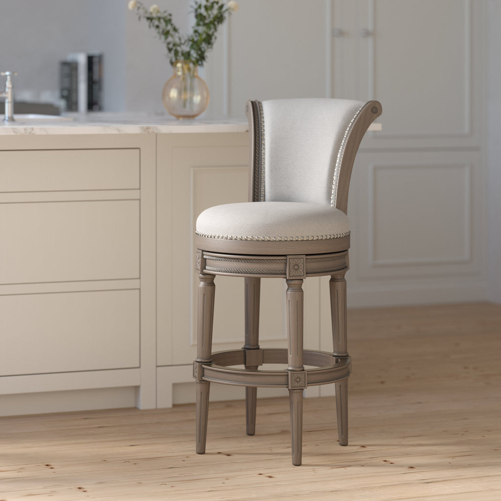 Charlotte Swivel Barstool in Weathered Grey