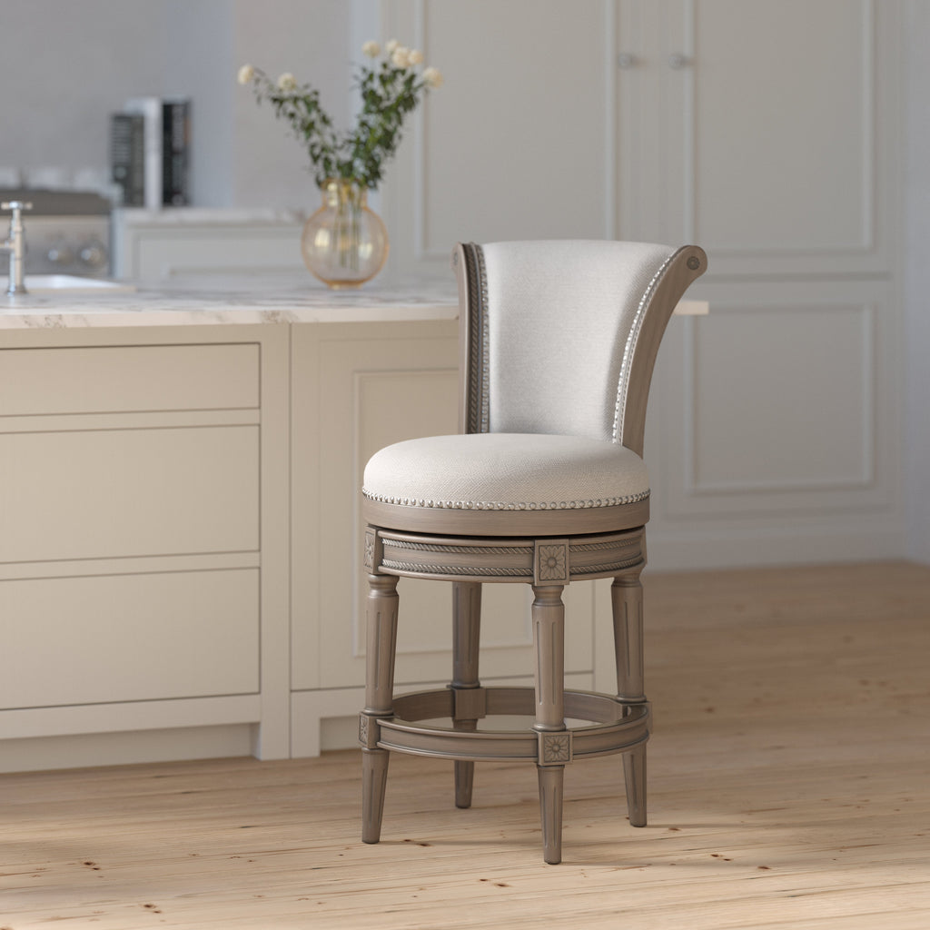 Charlotte Swivel Barstool in Weathered Grey