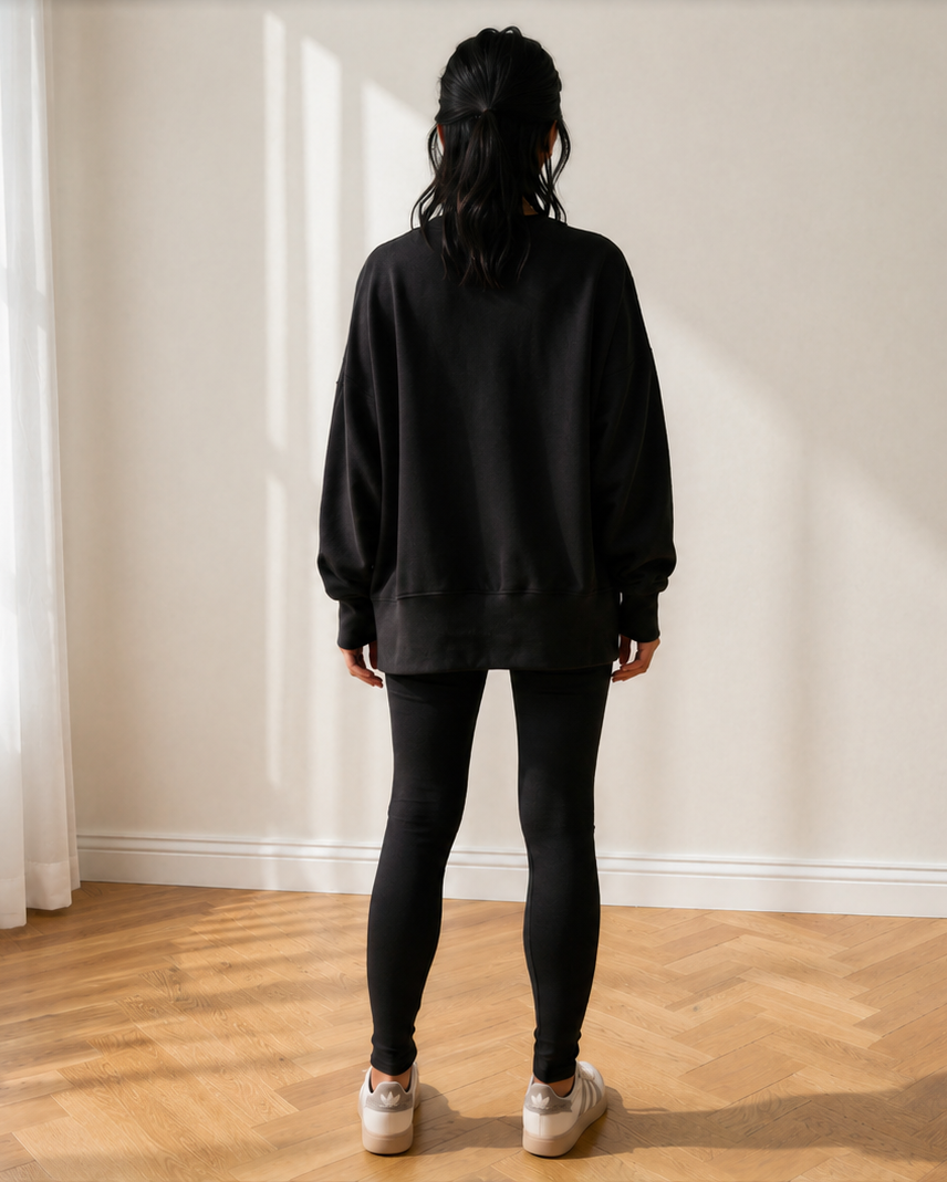 Remi Oversize Slit Sweatshirt Ribbed Leggings 2pcs Set