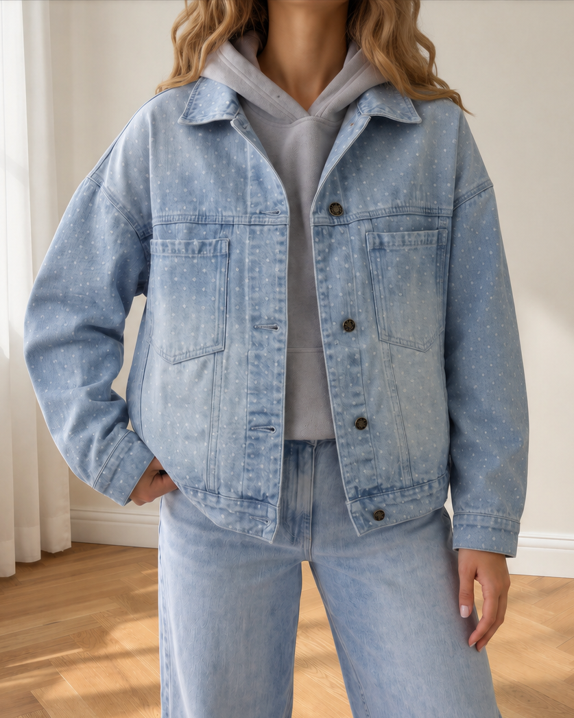 Polka Dot Denim Jacket
