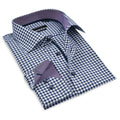 Contrast Collar Button-Up Shirt // Navy + Burgundy - Contemporary Fit - contrast  trimming- final sale