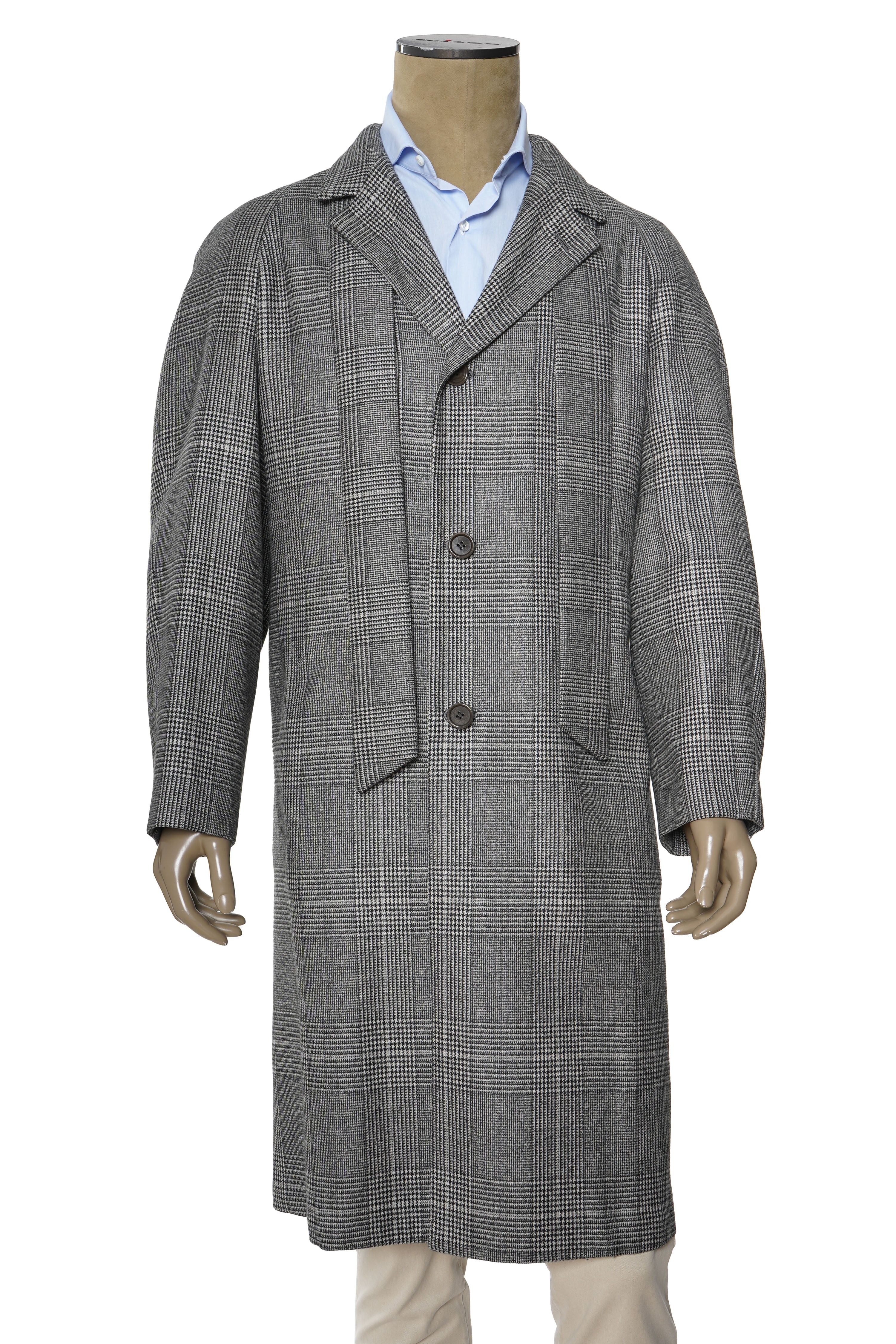 Kiton Prince of Wales Cashmere Button Down Overcoat