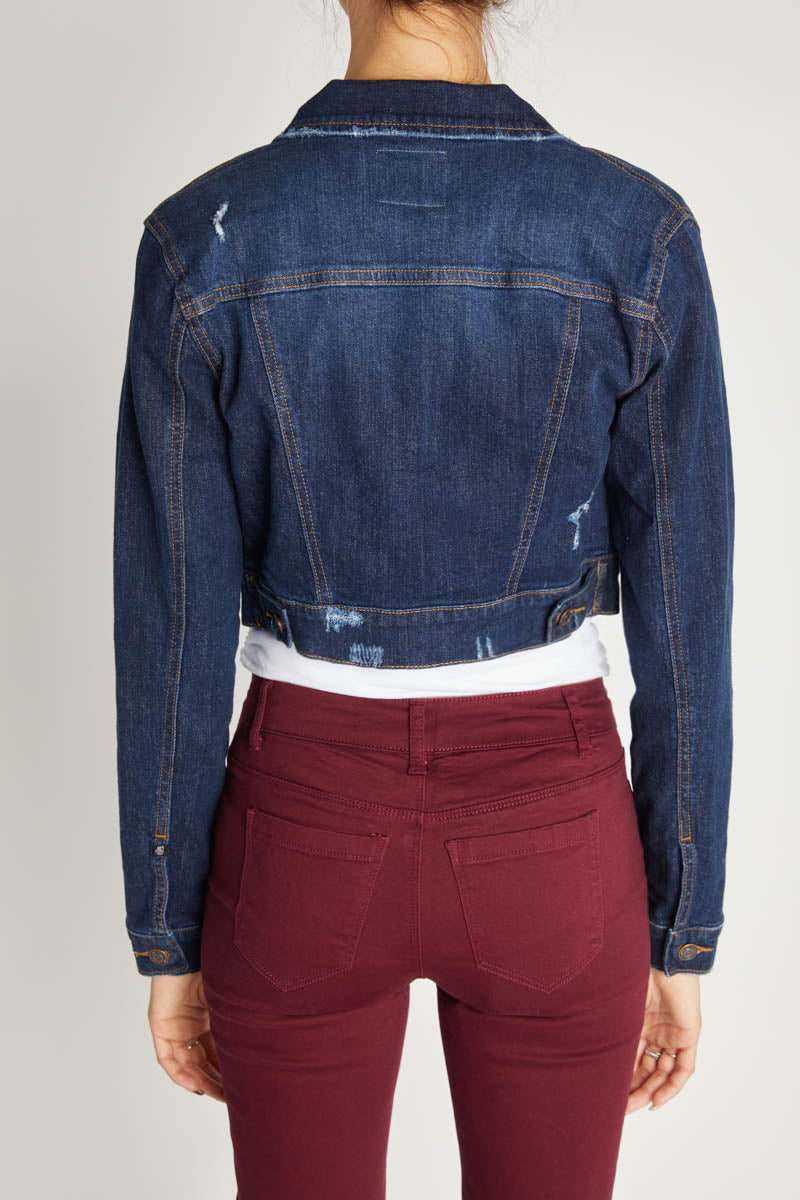 Destructed Cropped Denim Jacket