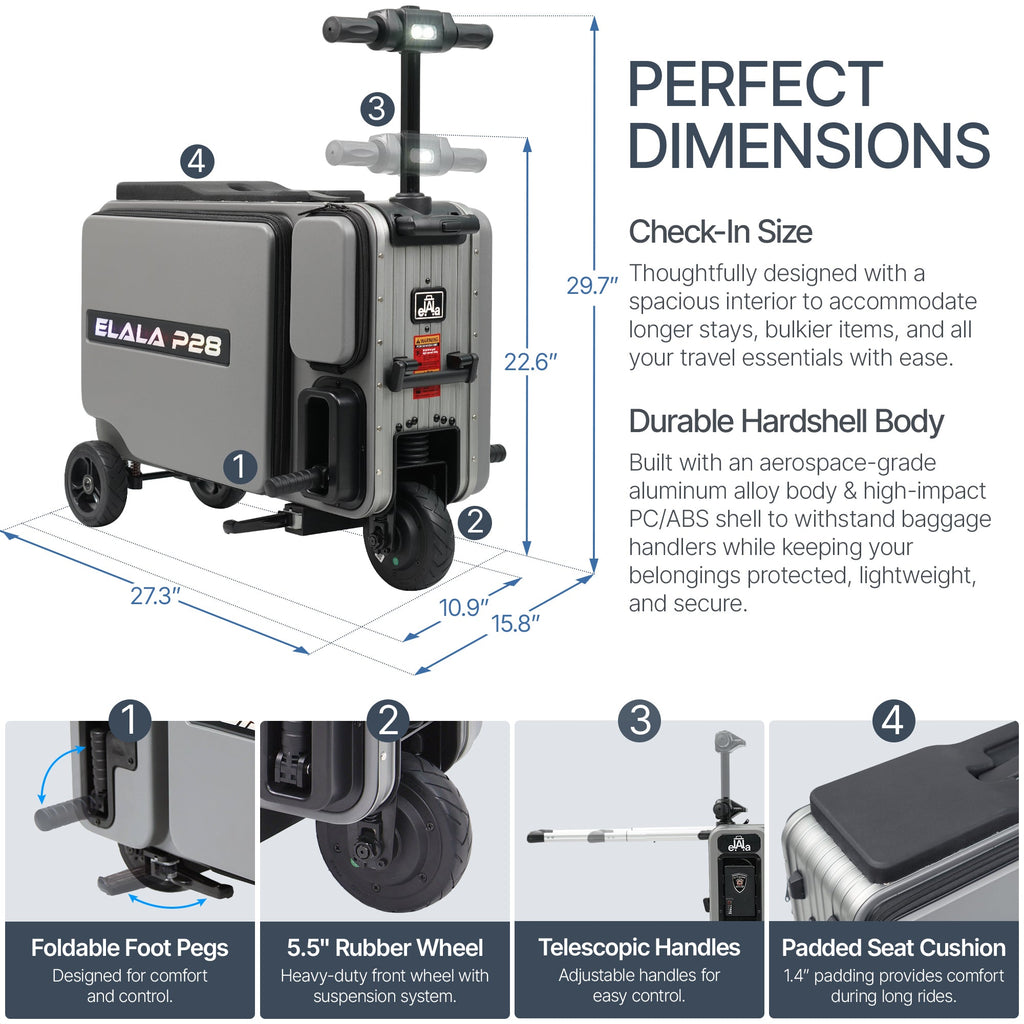 Elala P28 - The Rideable Checked Suitcase Built for Two